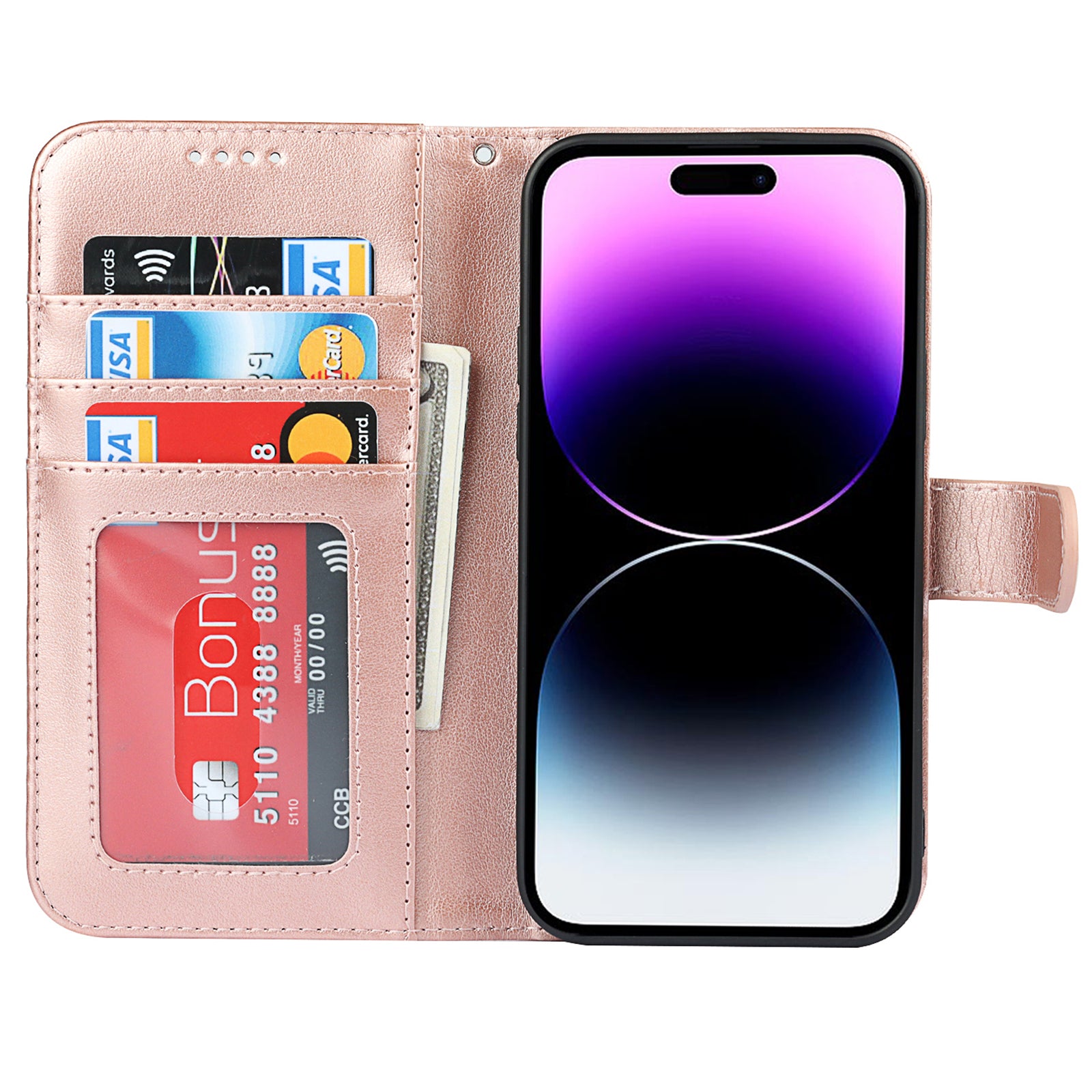 Pro iPhone 14 Pro Max Leather Phone Cover R61 Texture Felled Seam Phone Case with Wallet Stand Pro iPhone 14 Pro Max Leather Phone Cover R61 Texture Felled Seam Phone Case with Wallet Stand